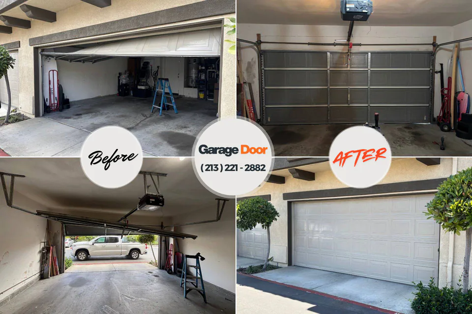 Before and after: garage door repair Coquille, OR